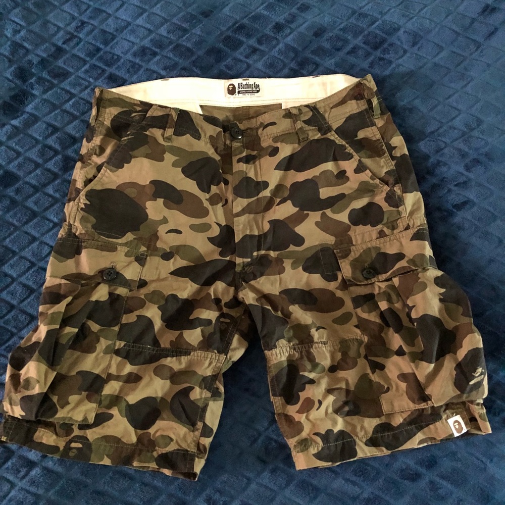 BAPE Green Camo Cargo Shorts